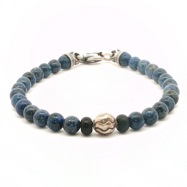 Matte Onyx and Dumortierite Bead Bracelet