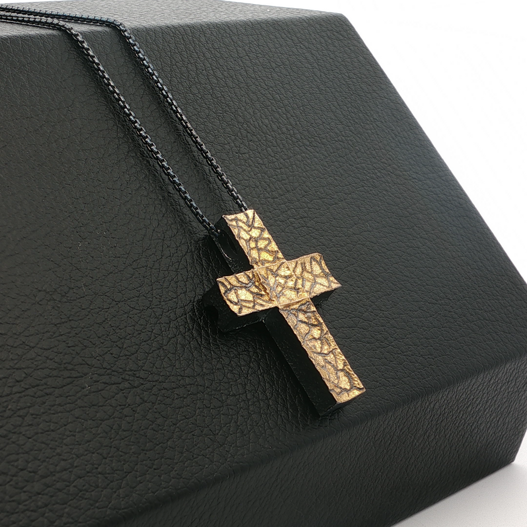 23.5k Gold Bonded Rugged Cross Necklace