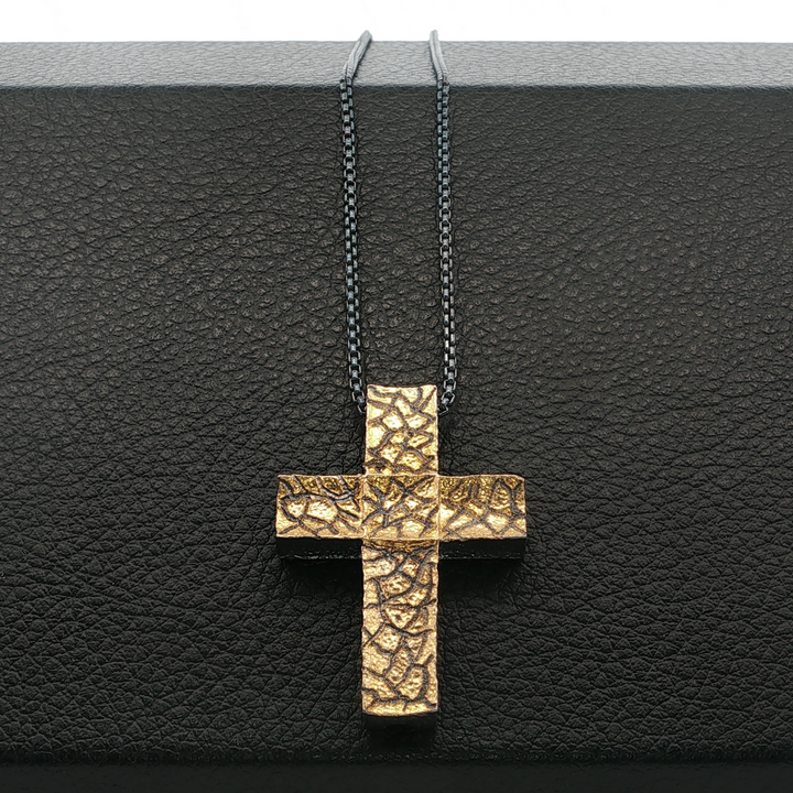 23.5k Gold Bonded Rugged Cross Necklace