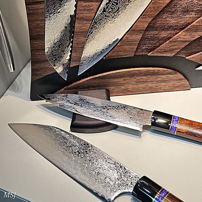 William Henry Kultro Gormet Series Knife Set with Ironwood Handles and Black Walnut Display