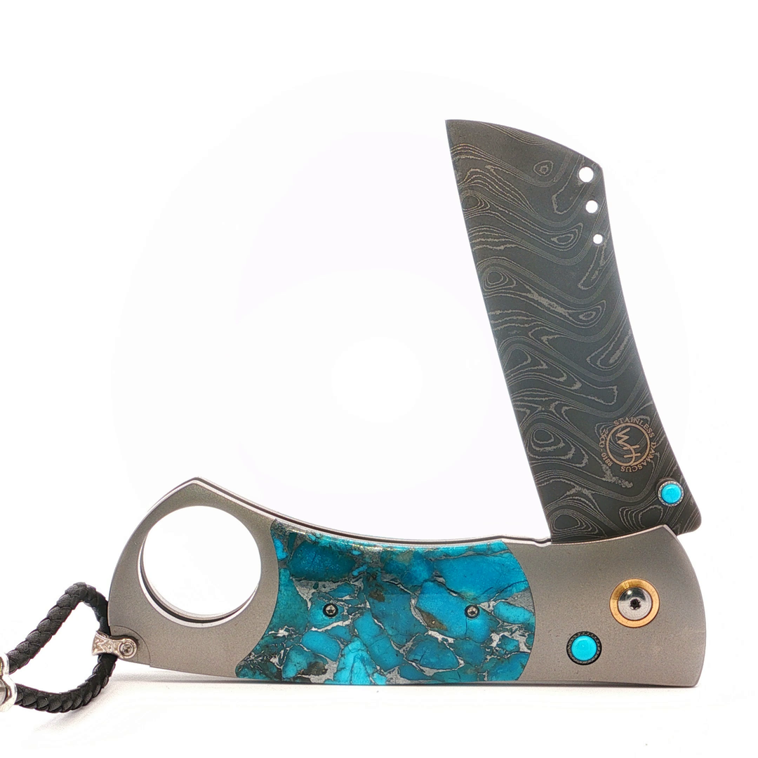 Custom Titanium Demascus Cigar Cutter