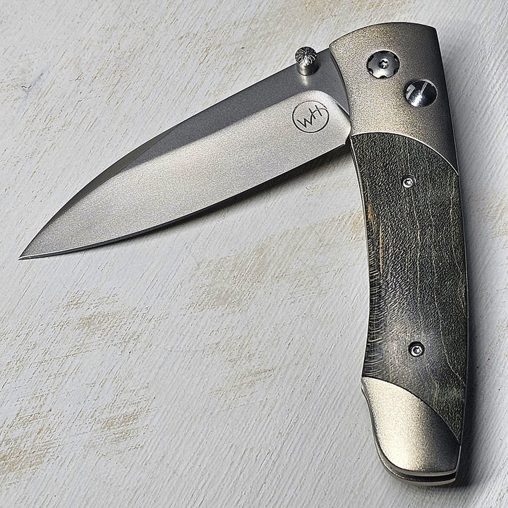 A200-9 Stainless Steel Pocket Knife Titanium and Maple Burl Frame