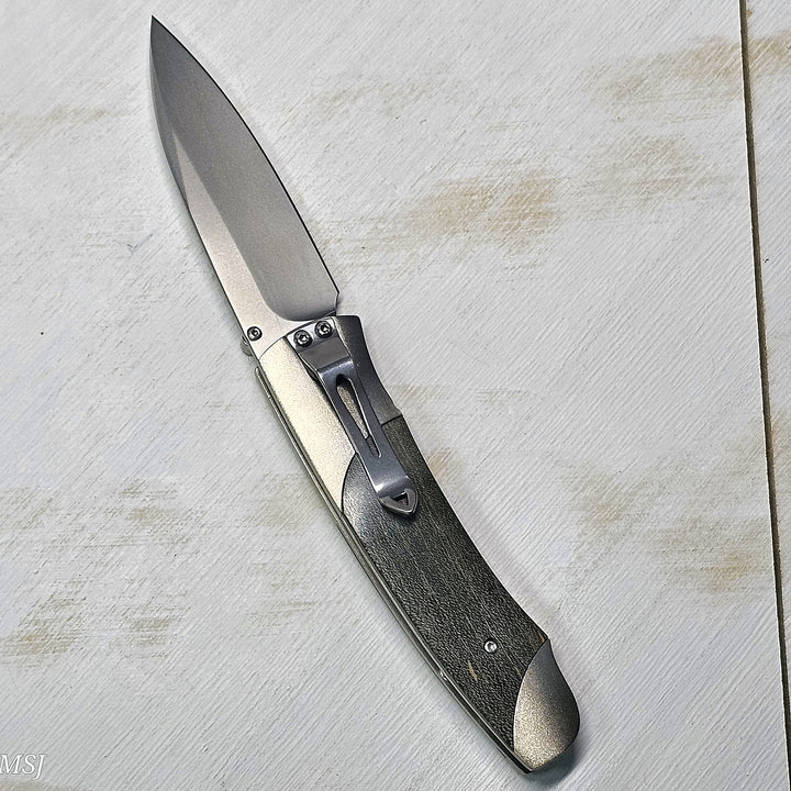 A200-9 Stainless Steel Pocket Knife Titanium and Maple Burl Frame