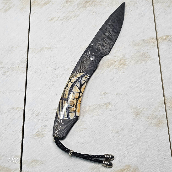 B12 Epic Night Damascus and Fossil Woolly Mammoth Tusk 080/250