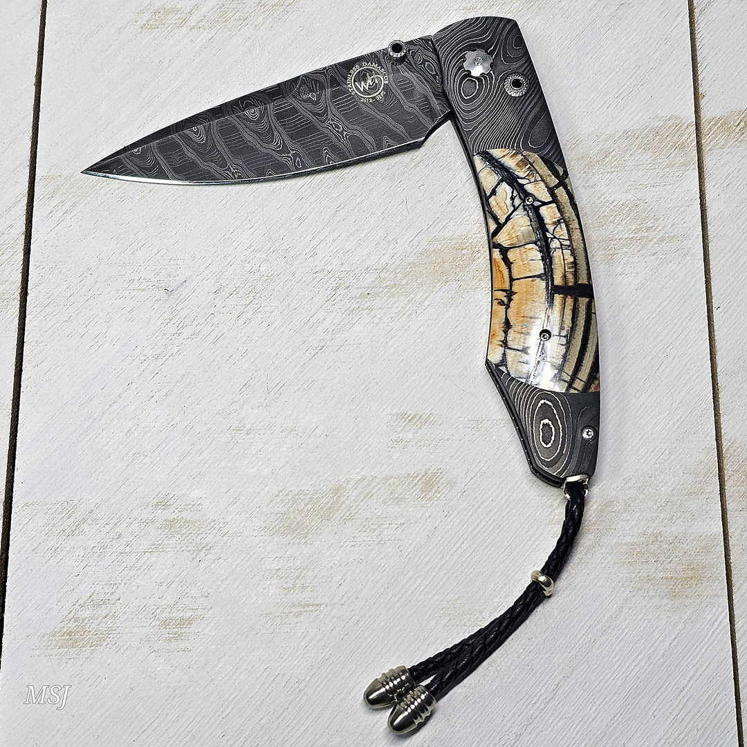 B12 Epic Night Damascus and Fossil Woolly Mammoth Tusk 080/250