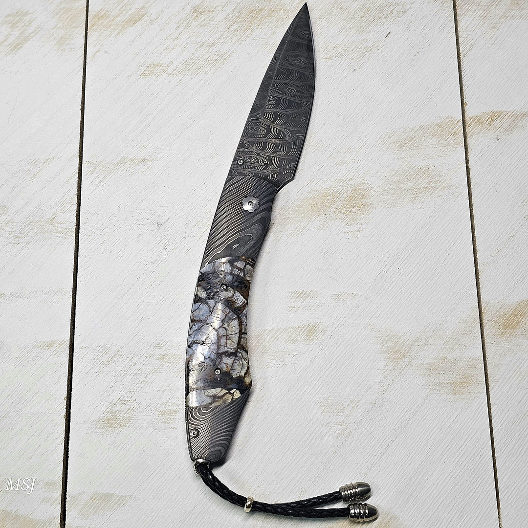 B12 Epic Night Damascus and Fossil Woolly Mammoth Tusk 081/250