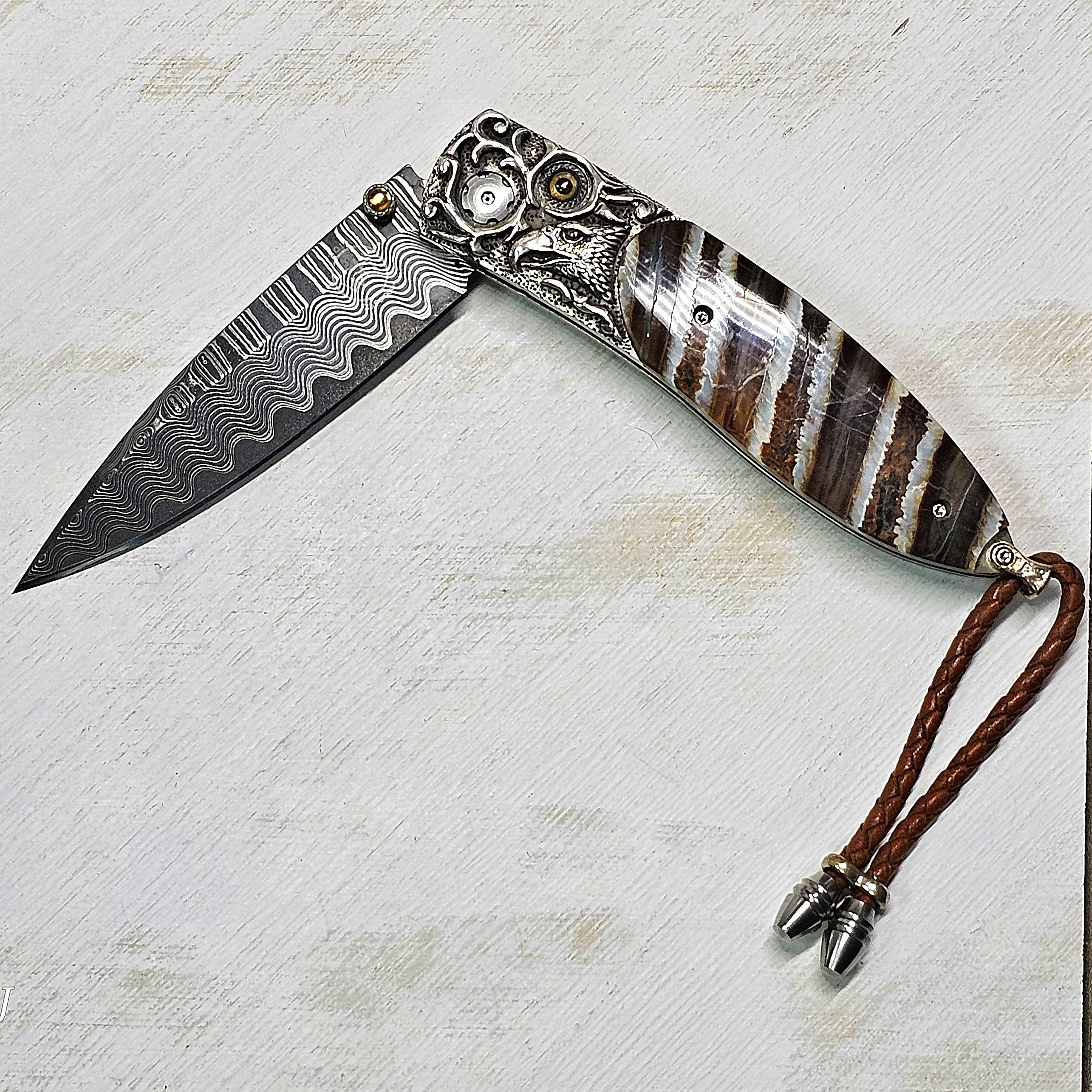 B05 Silver Eagle Hand-Carved Stering Silver Damascus and Woolly