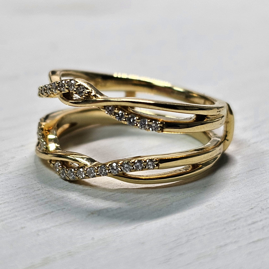 14k Yellow Gold .20ctw Diamond Ring Guard