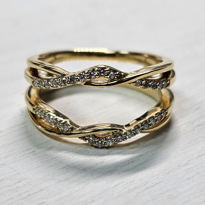 14k Yellow Gold .20ctw Diamond Ring Guard
