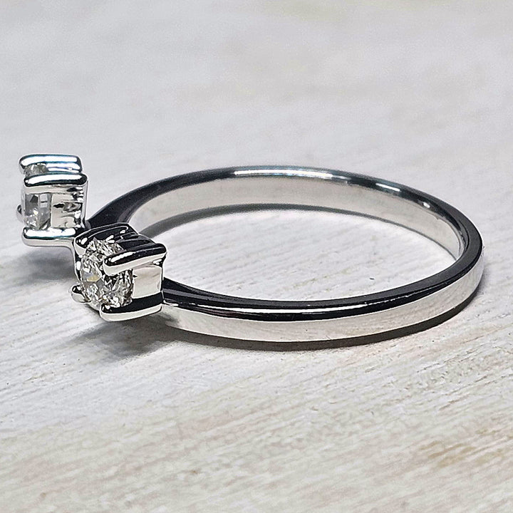 14k White Gold Diamond Enhancer With Two Round Diamonds .36ctw