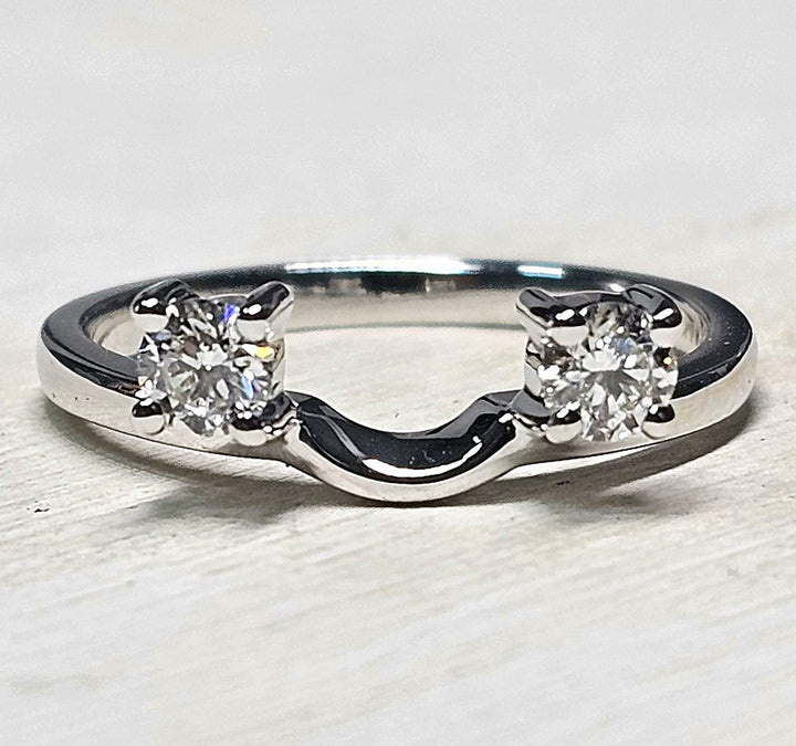 14k White Gold Diamond Enhancer With Two Round Diamonds .36ctw