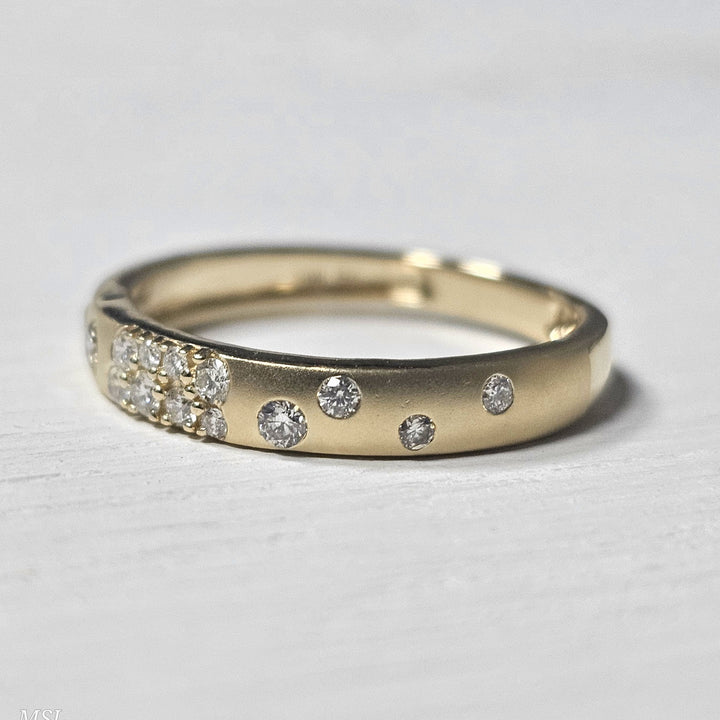 14k Yellow Gold .21ctw Satin Finish Diamond Band