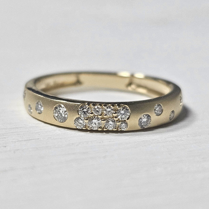 14k Yellow Gold .21ctw Satin Finish Diamond Band