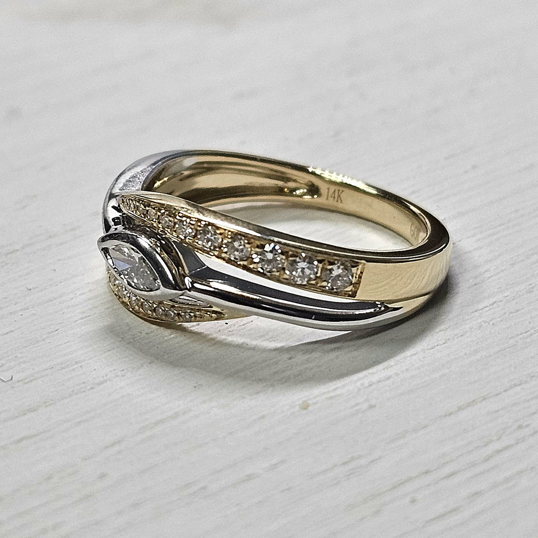 14k Two Tone .50ctw Unique Diamond Ring