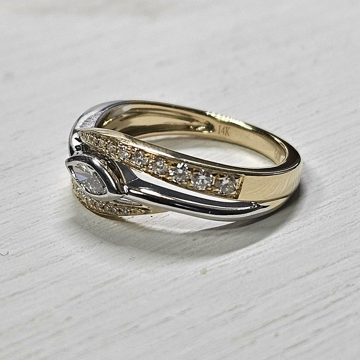14k Two Tone .50ctw Unique Diamond Ring