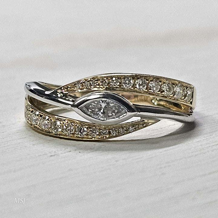 14k Two Tone .50ctw Unique Diamond Ring