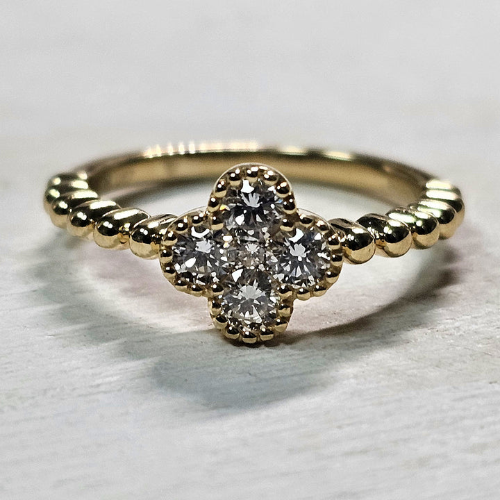 14k Yellow Gold .48ctw Diamond Clover Ring