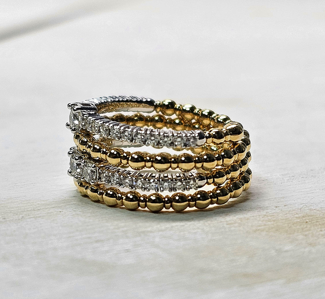 14k Two Tone Wrap Style Ring with 5/8cttw Diamond
