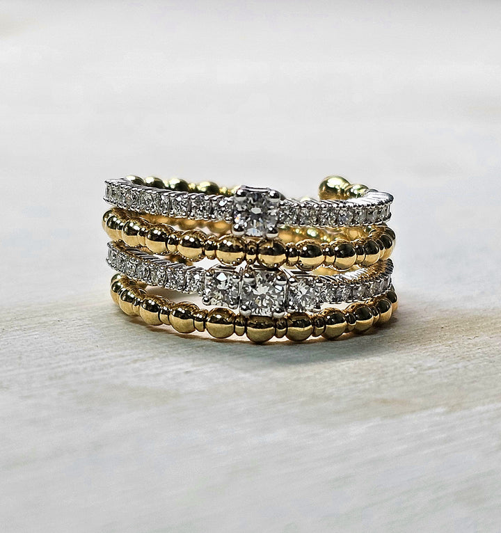 14k Two Tone Wrap Style Ring with 5/8cttw Diamond