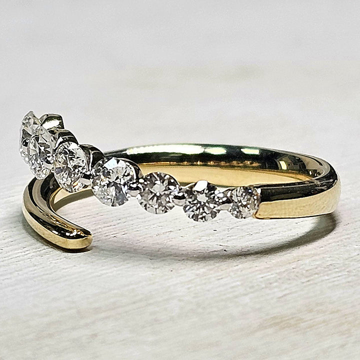 14k Yellow Gold Open Bypass Ring With Graduated Diamond 0.82ctw