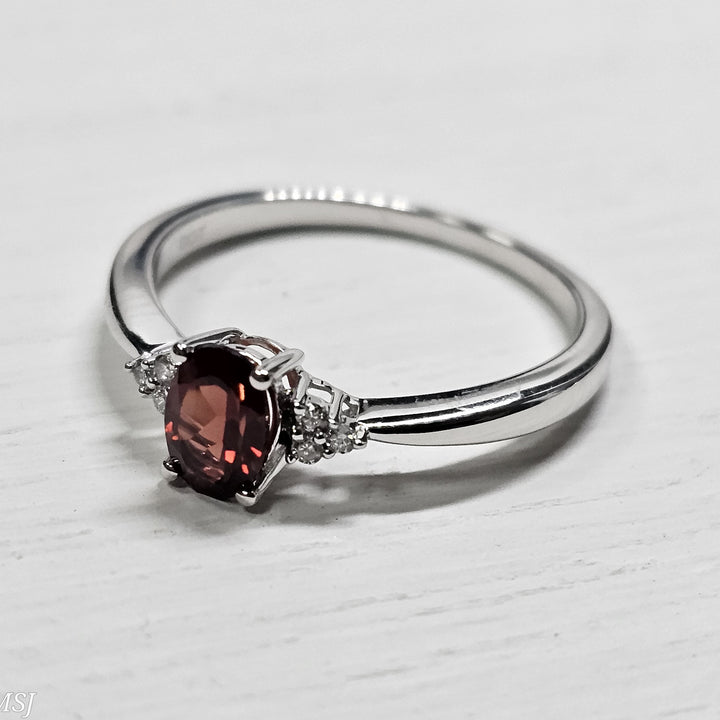 10k White Gold .43ctw Garnet and Diamond Ring