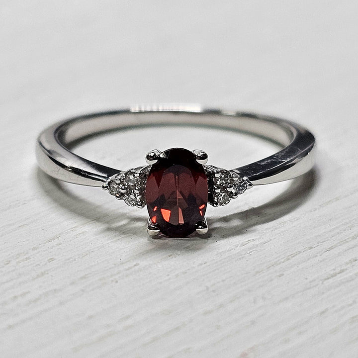 10k White Gold .43ctw Garnet and Diamond Ring