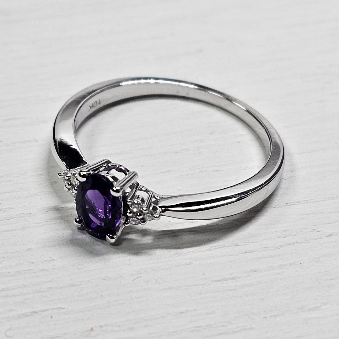 10k White Gold .43ctw Amethyst and Diamond Ring