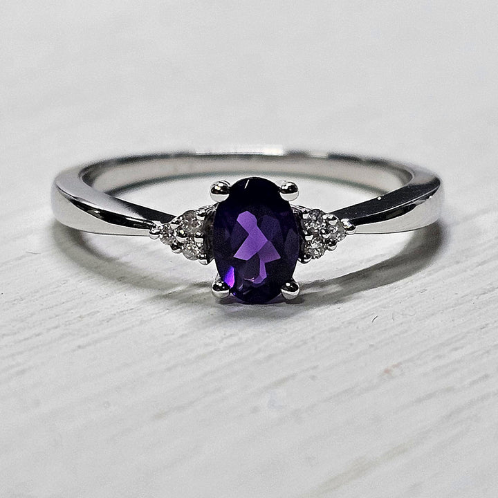 10k White Gold .43ctw Amethyst and Diamond Ring