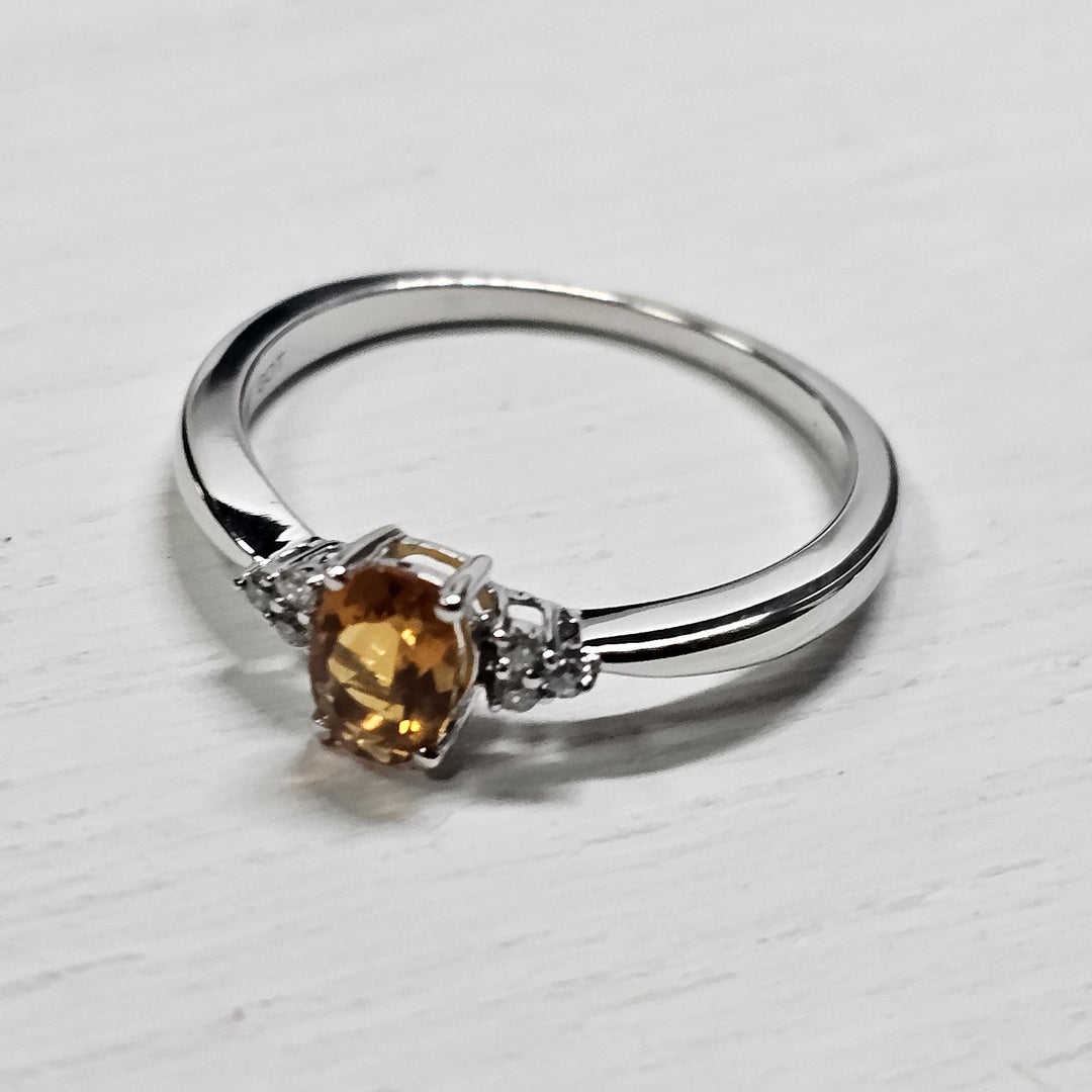 10k White Gold .55ctw Citrine and Diamond Ring