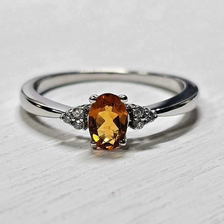 10k White Gold .55ctw Citrine and Diamond Ring