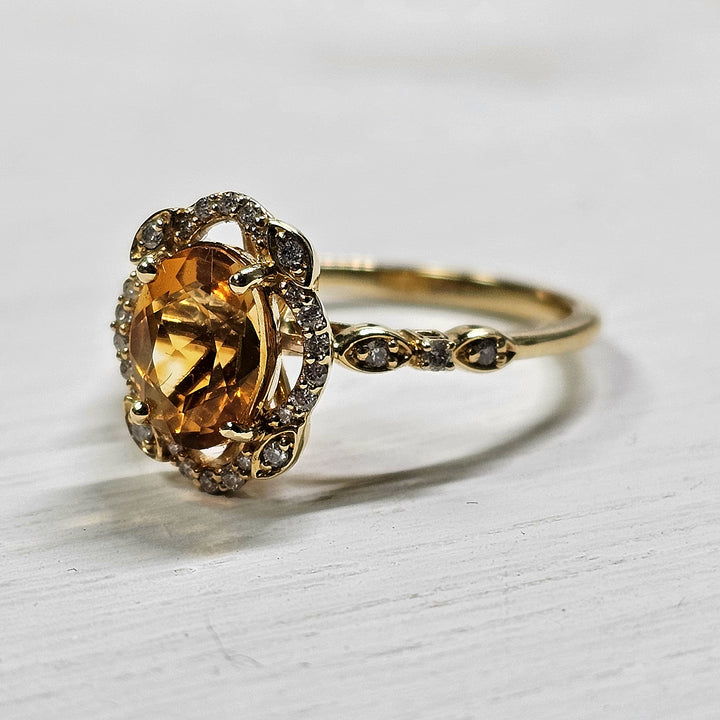 14k Yellow Gold 1.89ctw Citrine and Diamond Ring