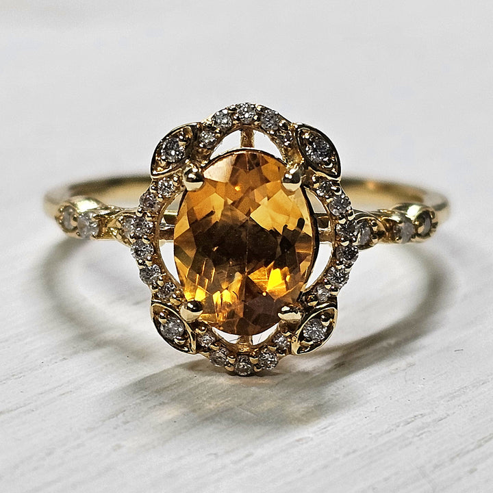14k Yellow Gold 1.89ctw Citrine and Diamond Ring