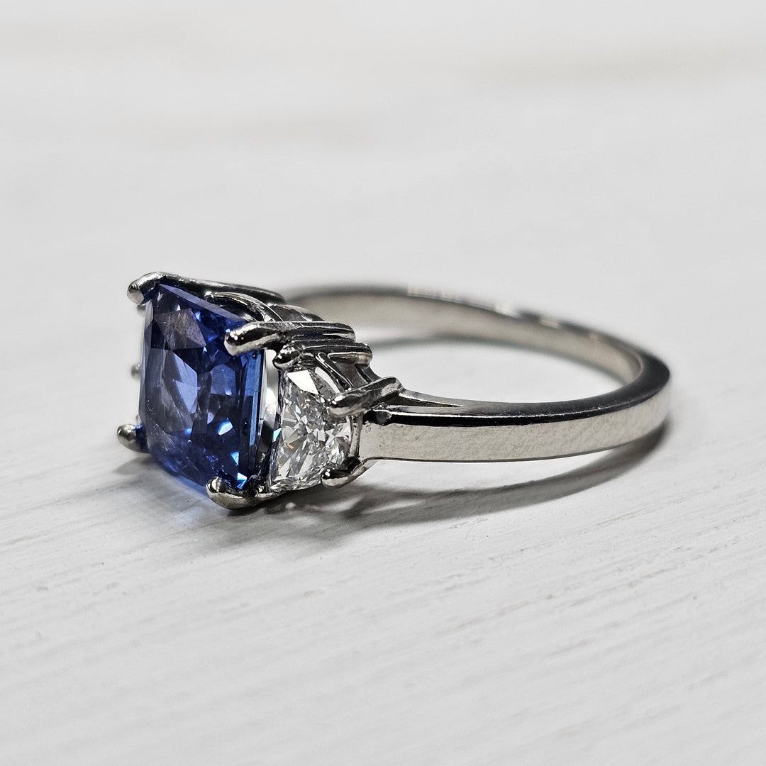 Platinum 3.59ctw Ceylon Sapphire and Diamond Ring