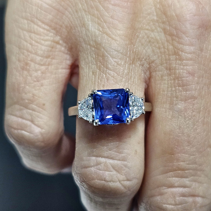 Platinum 3.59ctw Ceylon Sapphire and Diamond Ring