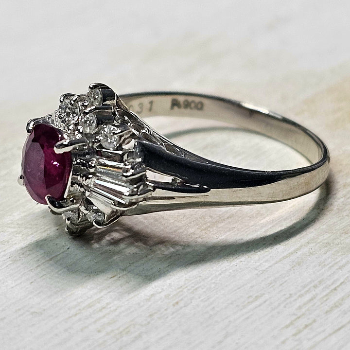 Platinum 1.05ctw Ruby and DIamond Ring