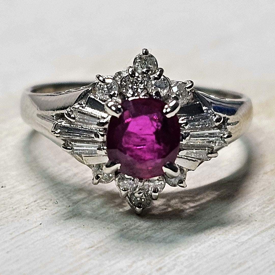 Platinum 1.05ctw Ruby and DIamond Ring