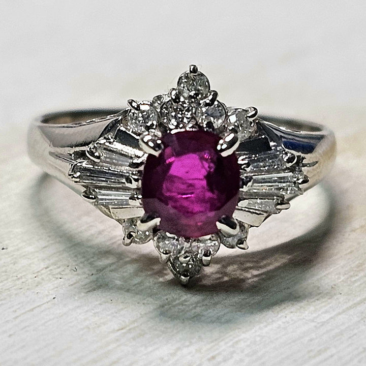 Platinum 1.05ctw Ruby and DIamond Ring