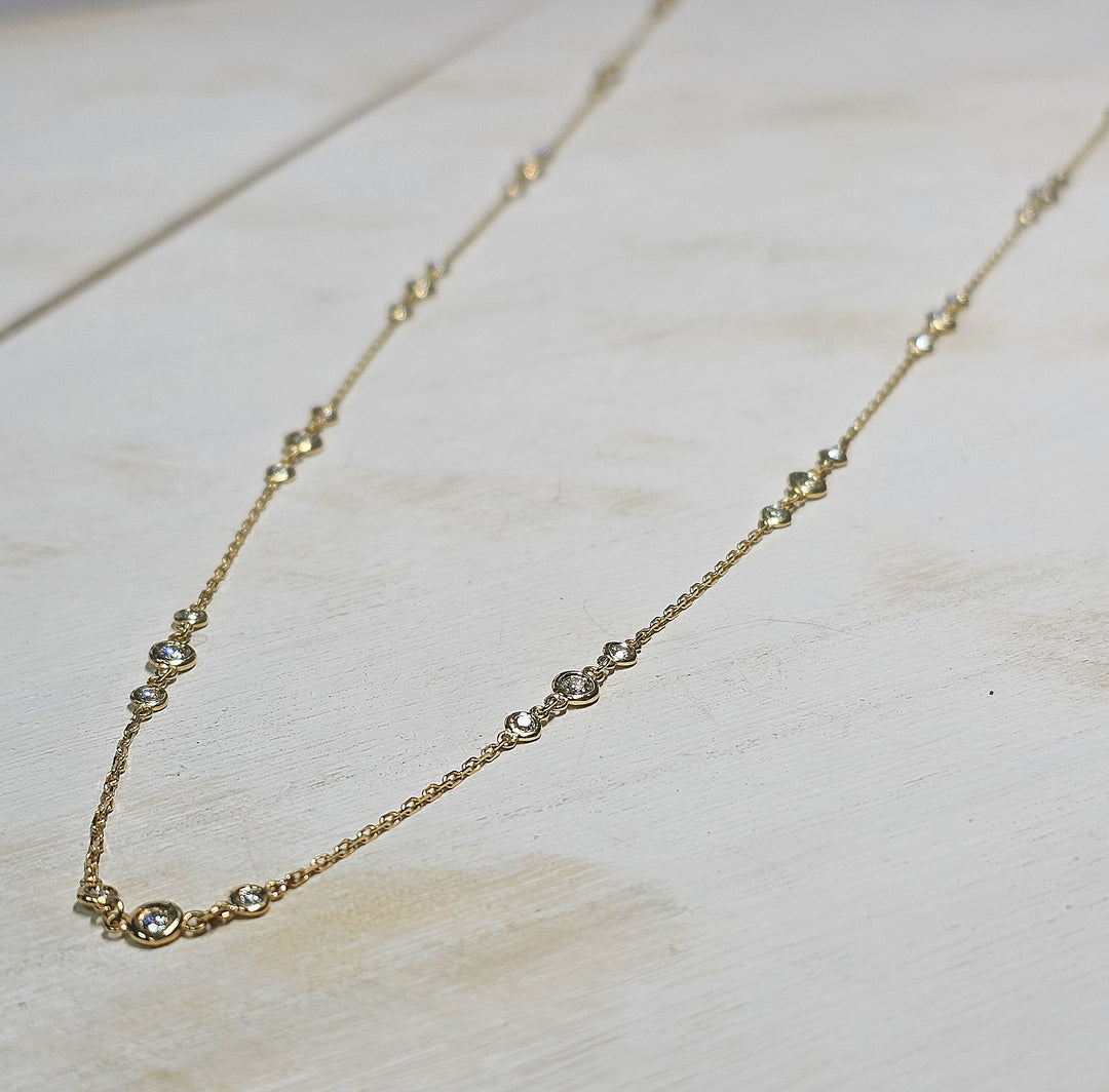 14k Yellow Gold Diamond by the Yard Necklace 30 inches 1.55ctw