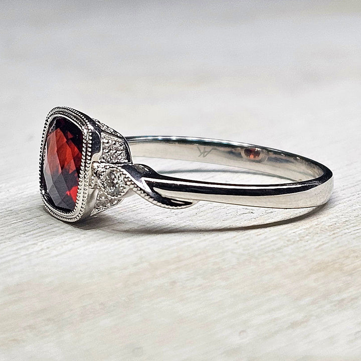 14k White Gold Garnet and Diamond Ring 1.79gtw