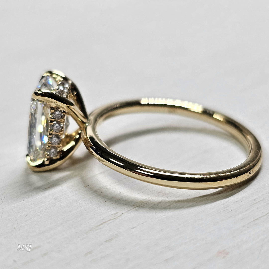 14k Yellow Gold. 2.17ctw Hidden Halo Lab Grown Solitaire