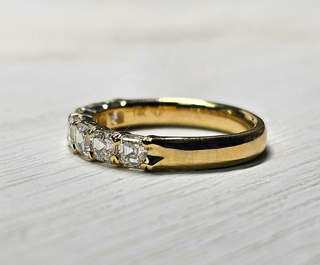 14k Yellow Gold Lab Grown Asscher Cut Diamond Bezel Set Band 1.2ctw