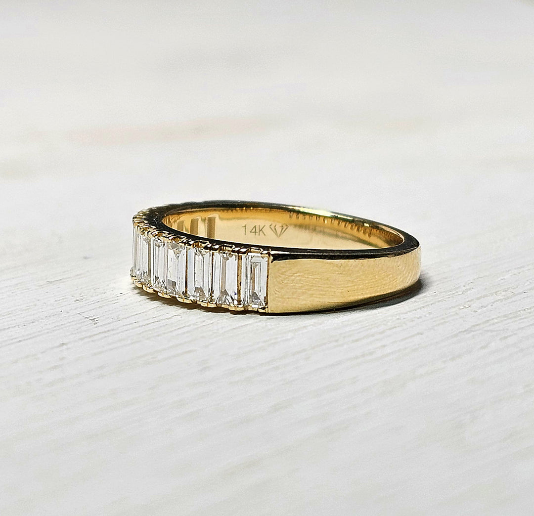 14k Yellow Gold Baguette Lab Grown Diamond Band .75ctw