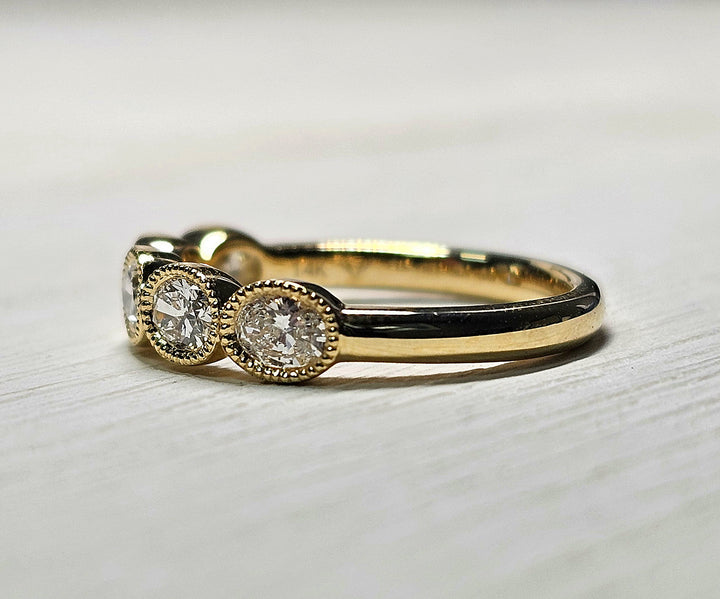 14k Yellow Gold Oval East West Lab Grown Diamond Band .75ctw