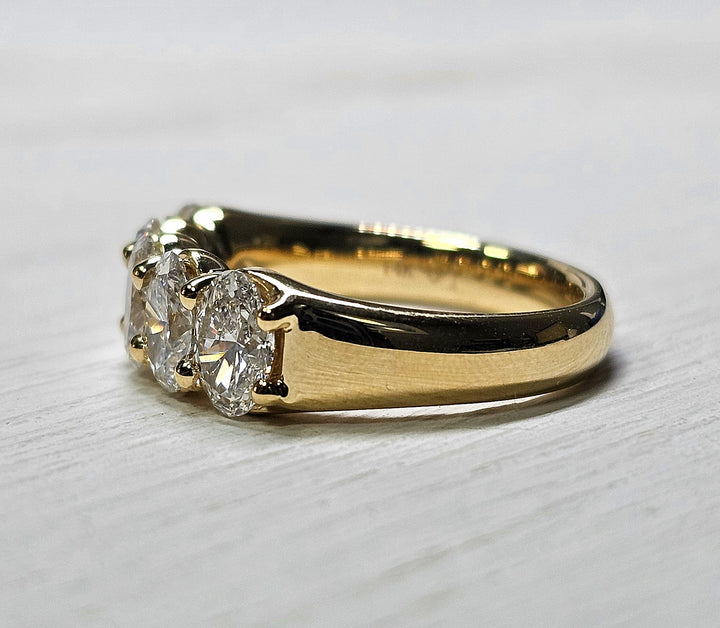 14k Yellow Gold 5 Stone Oval Lab Grown Diamond Band 2ctw