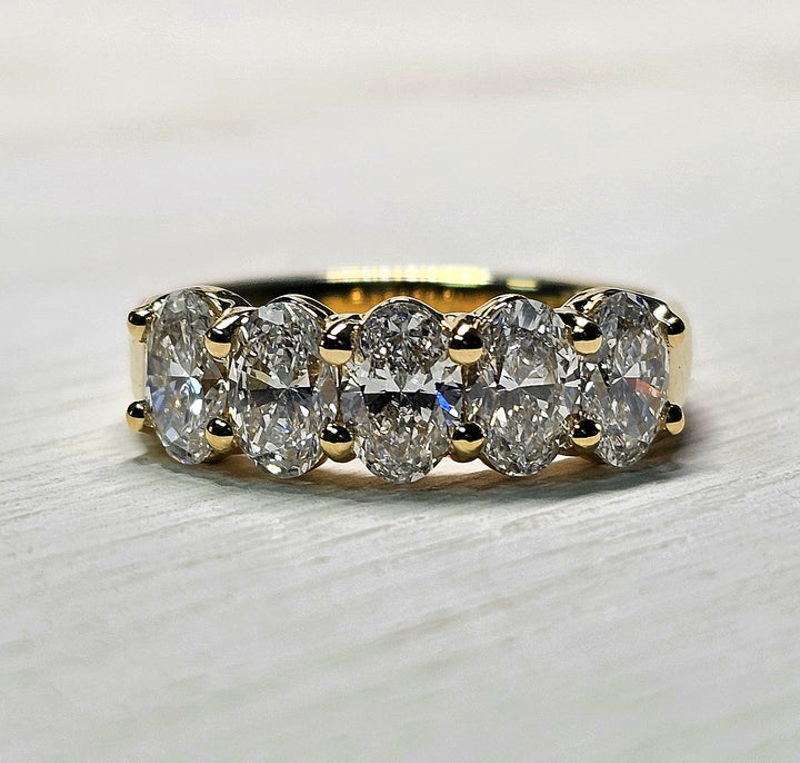 14k Yellow Gold 5 Stone Oval Lab Grown Diamond Band 2ctw
