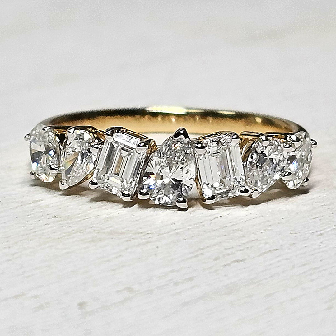 14k Yellow Gold Multi Shape Lab Grown Diamond Band 1.26ctw