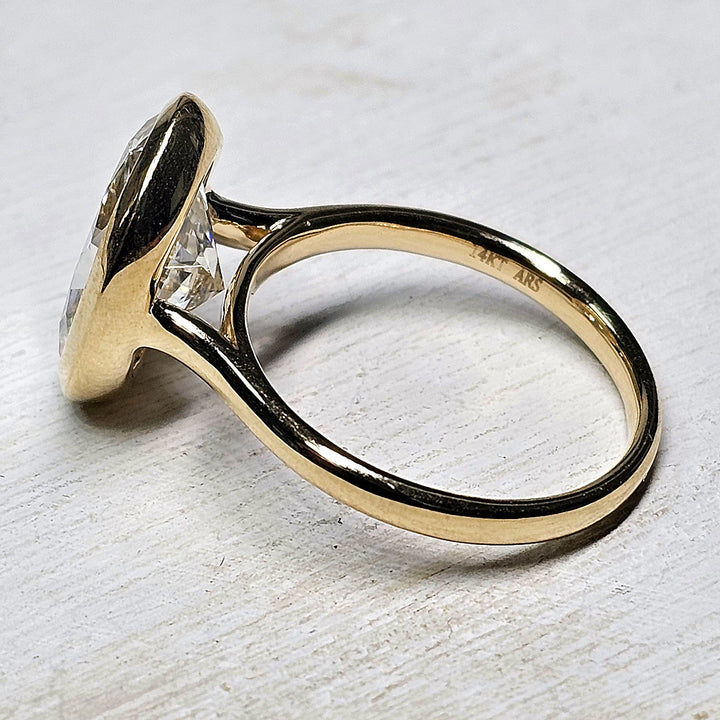 14k Yellow Gold Bezel 5.01ct Oval Lab Grown Diamond Engagement Ring