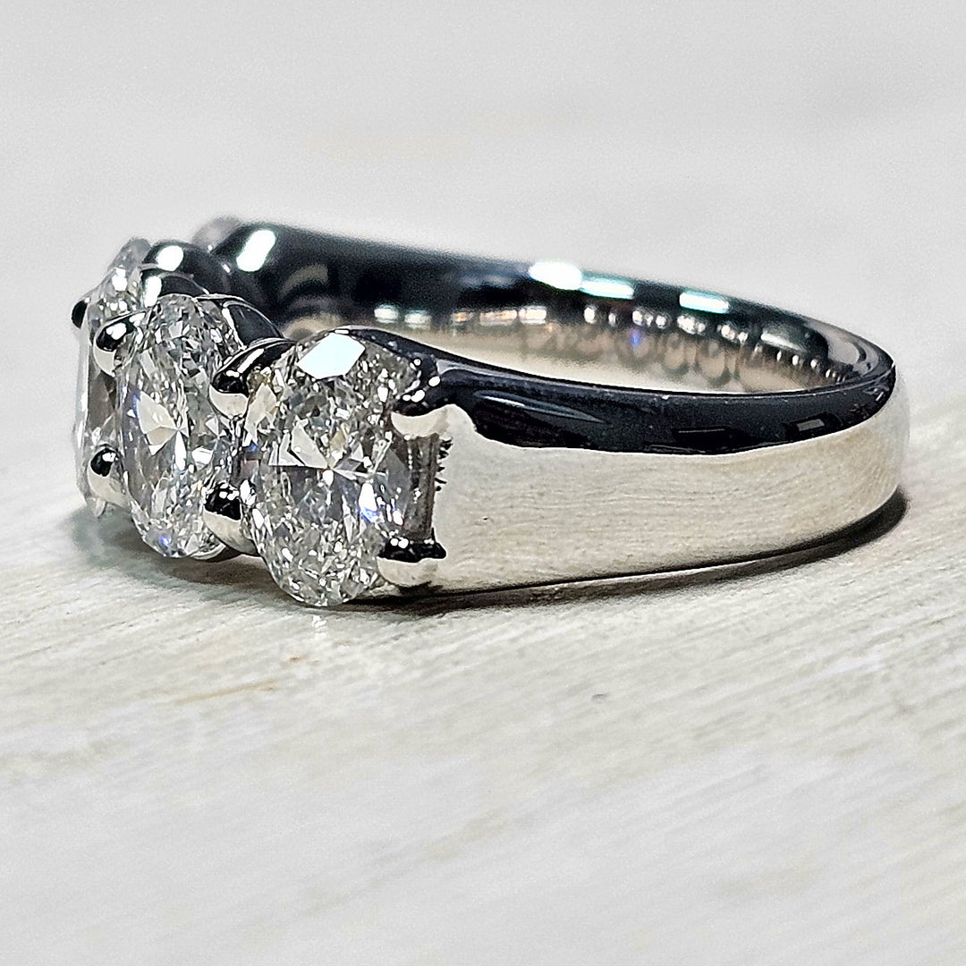 14k White Gold Oval 5 Stone Lab Grown Diamond Band 3ctw