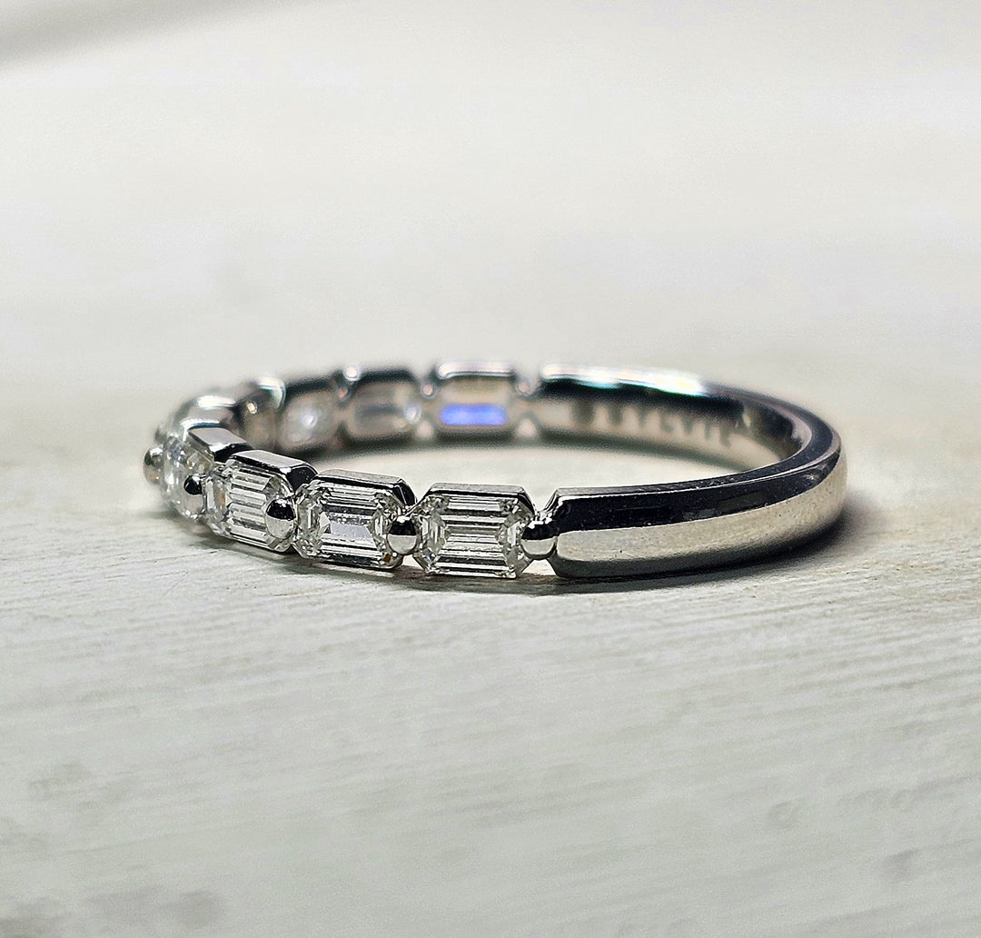 14k White Gold Emerald Cut Diamond Band .90cttw