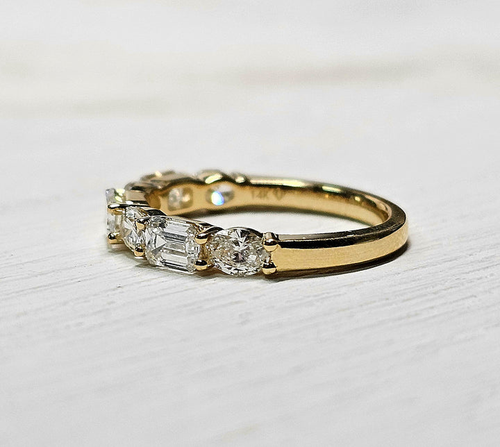 14k Yellow Gold Lab Grown Diamond Emerald and Oval Band 1.35ctw